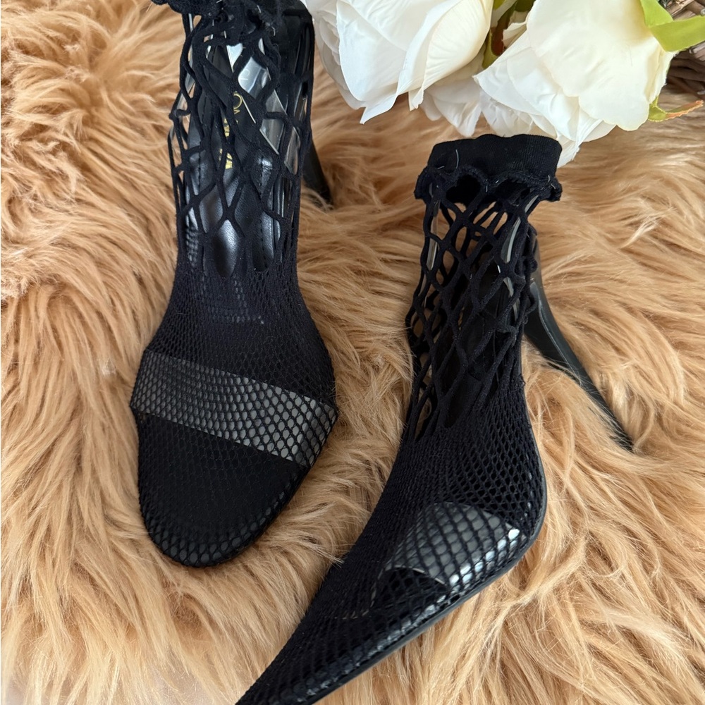 Black Mesh Stiletto Heels - Picture 2 of 2